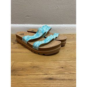 Reef women's platform slip on sandals Cushion Vista Teal, Size 10
